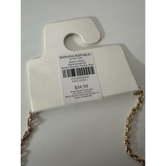 New Banana Republic Necklace Long Pendant Gold Blue Jewelry Cóctel Party‎ Career - Picture 3 of 8